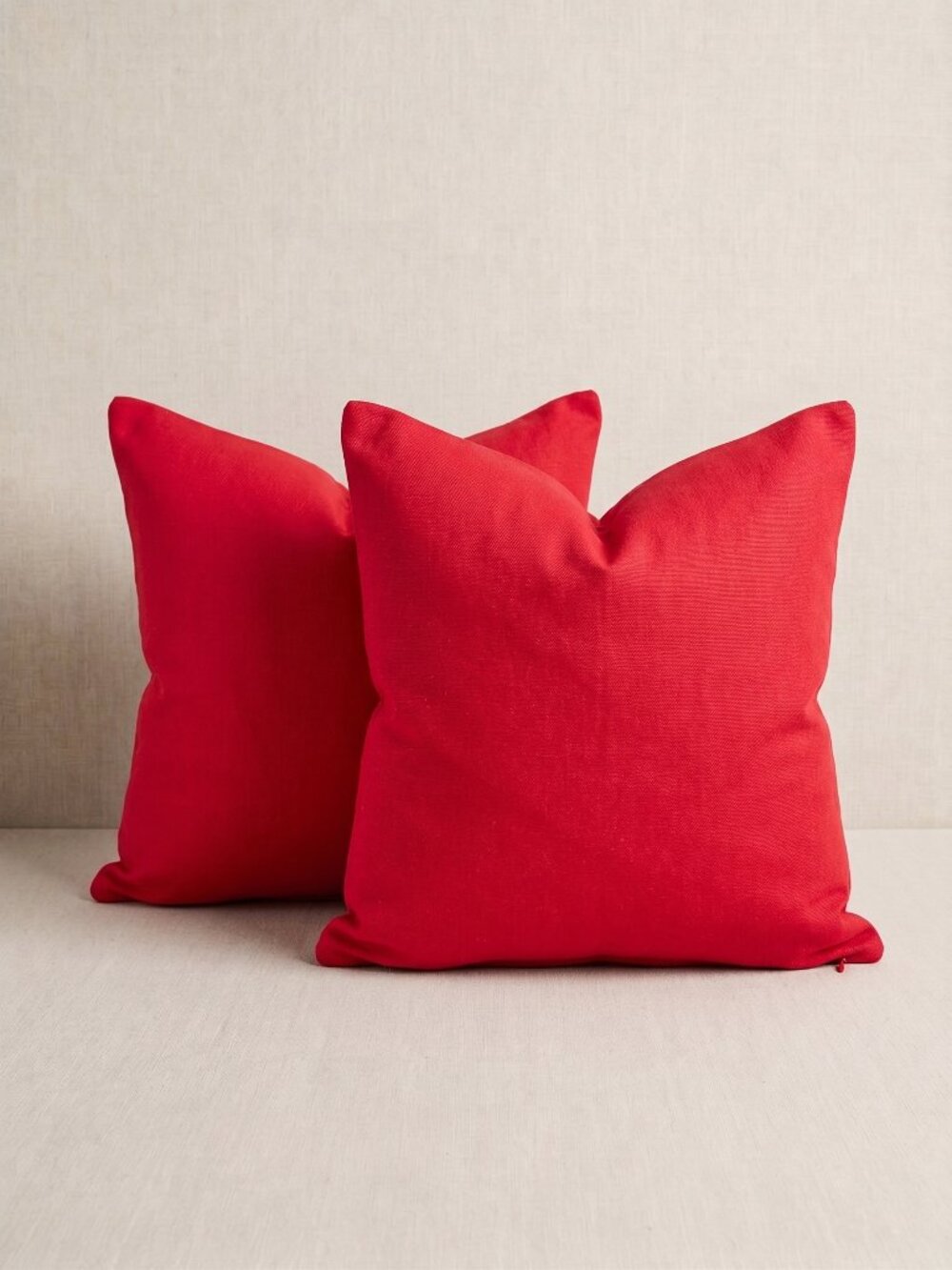 NWOT Set of 2 Crimson Red Woven Canvas Decorative Throw Pillow Covers 20"x20"